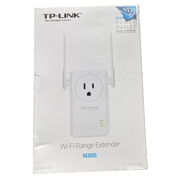 TP-Link N300 Wi-Fi Range Extender with Pass-Threw Outlet (TL-WA860RE),White‎ - Picture 1 of 7